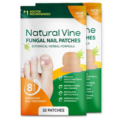 Natural Vine fungal nail patches front packaging highlighting efficient treatment options.