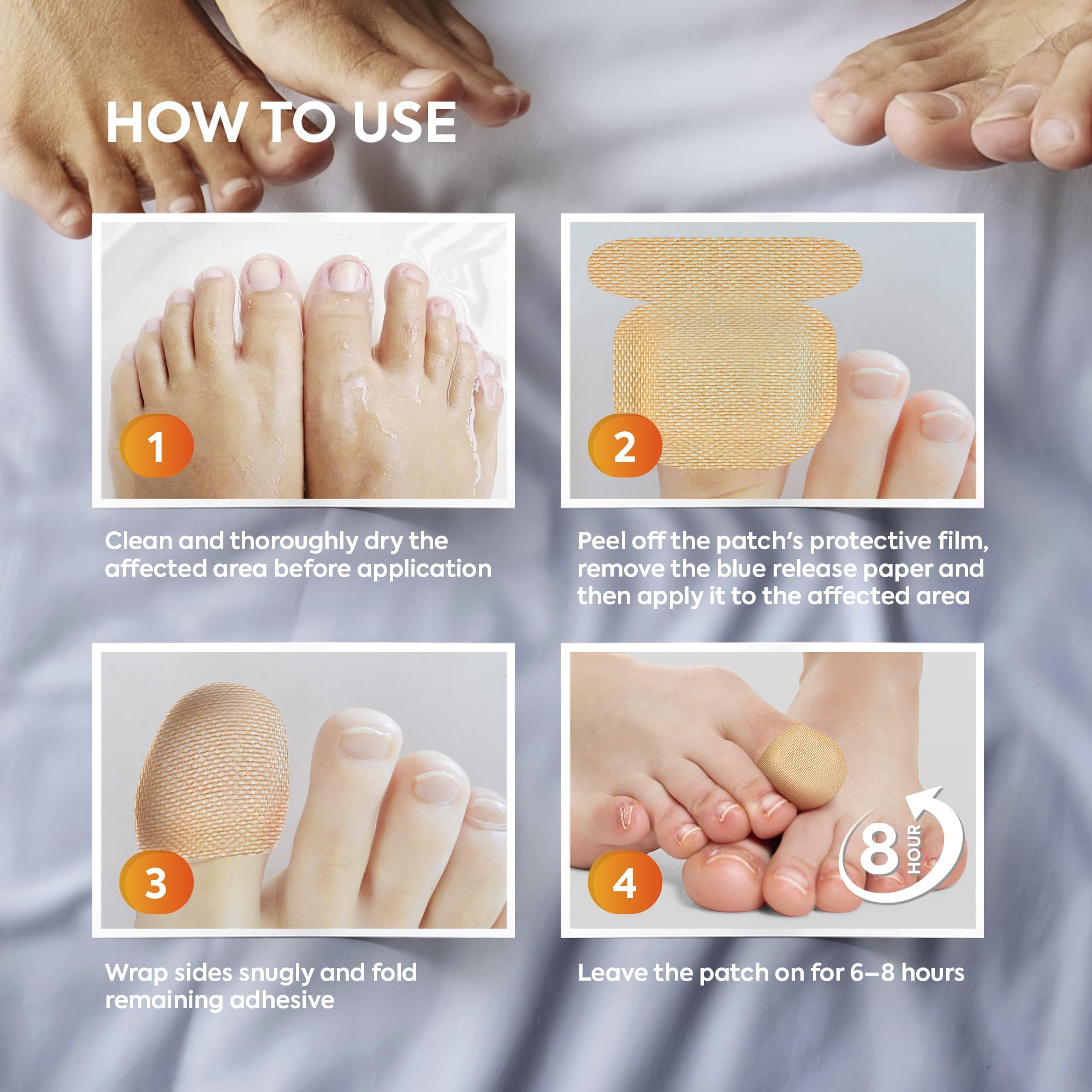 Natural Vine safe and gentle patch applied to nail for skin-sparing care.