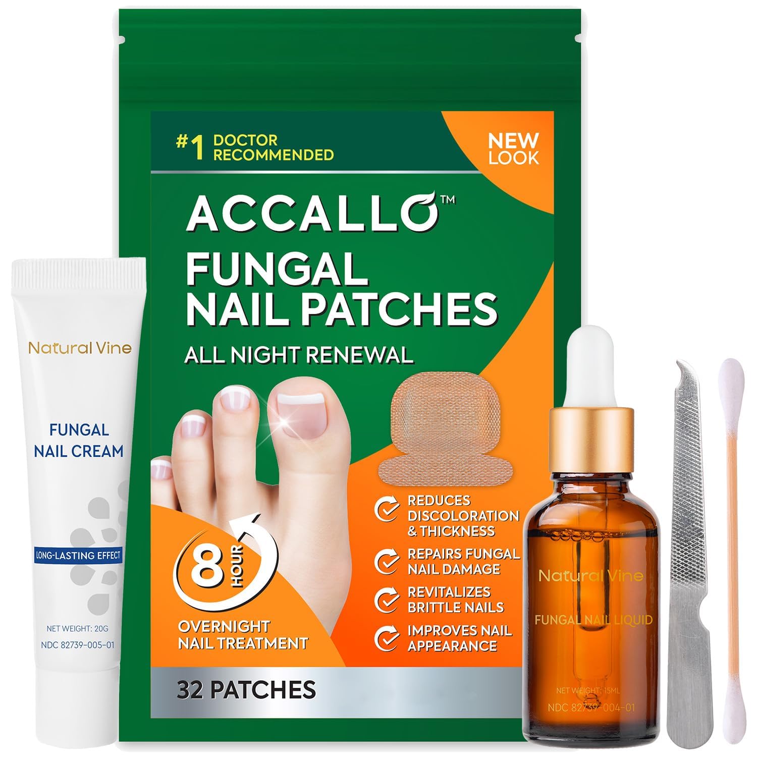 Natural Vine Toenail Fungus Patches 32pcs ready for patch-based treatment.