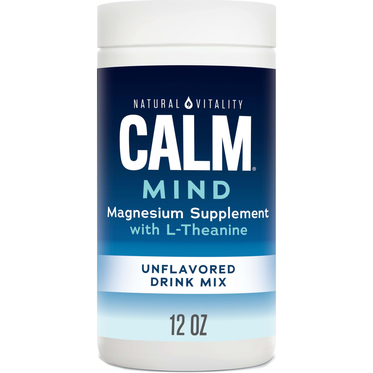 Natural Vitality CALM Mind bottle showing the powder drink mix for daily calm moments