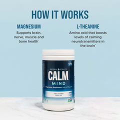 Natural Vitality CALM Mind label close-up highlighting key ingredients