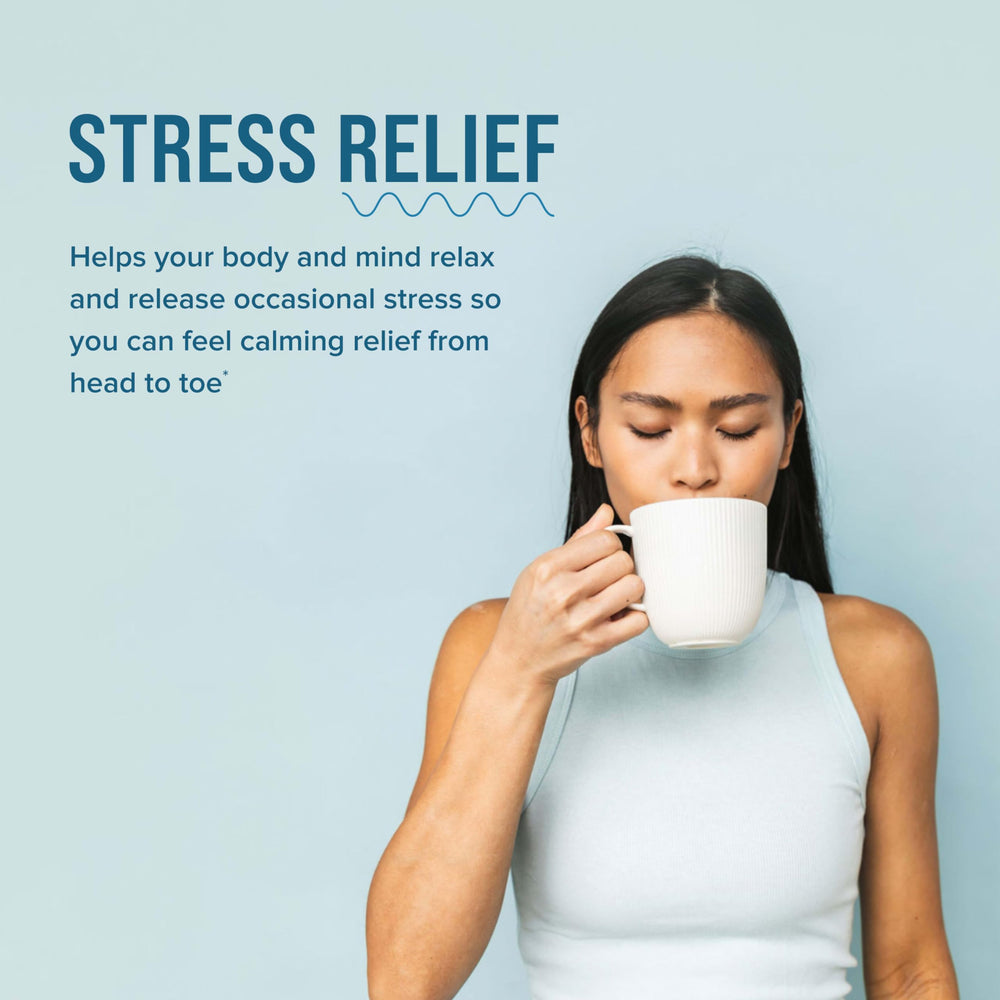 Natural Vitality CALM Mind dissolving in water to form a refreshing drink