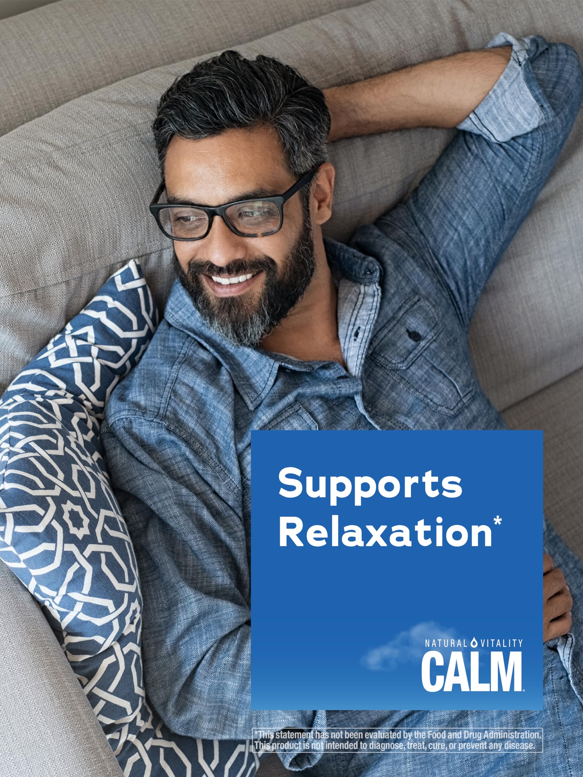 Serving CALM with water for a refreshing, stress-friendly routine.