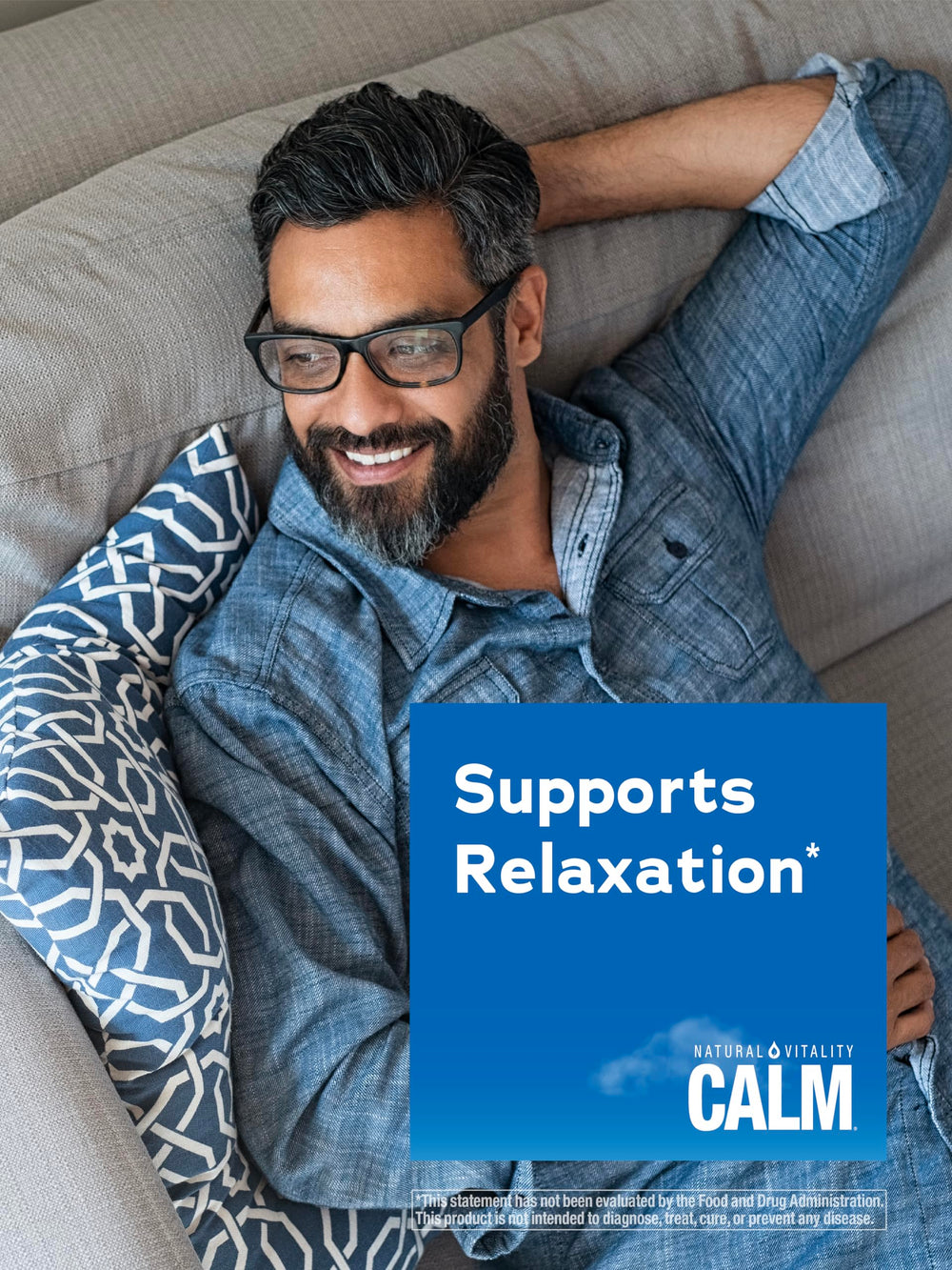 Serving CALM with water for a refreshing, stress-friendly routine.