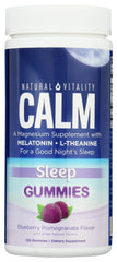 Natural Vitality Calm Sleep Gummies in blueberry pomegranate flavor for a peaceful night's rest