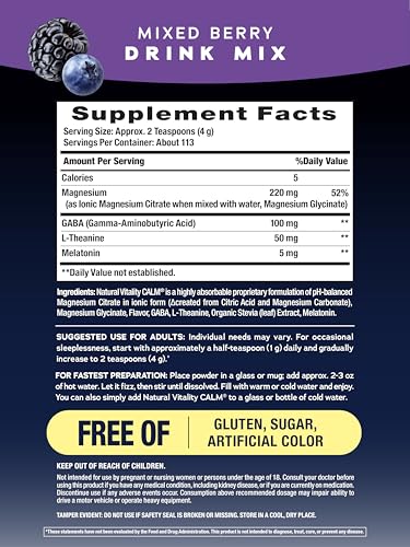 Natural Vitality Calm Sleep mixed-berry drink glass serves a soothing bedtime ritual