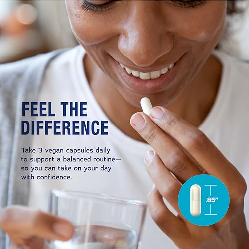 Natural Vitality CALM bottle with vegan and gluten-free icons for informed choice.