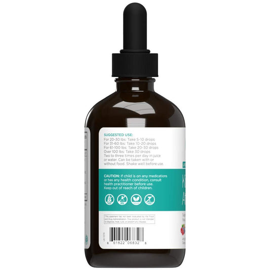 Natural Wellbeing Kids' Attention Gold with mixed berry raspberry flavor for kid‑friendly use
