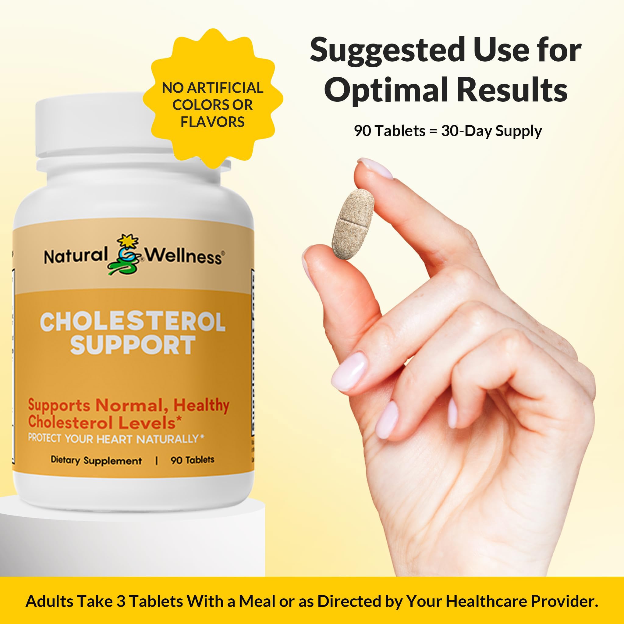 Natural Wellness Cholesterol Support packaging showcased for premium, easy-to-store cardiovascular nutrition.