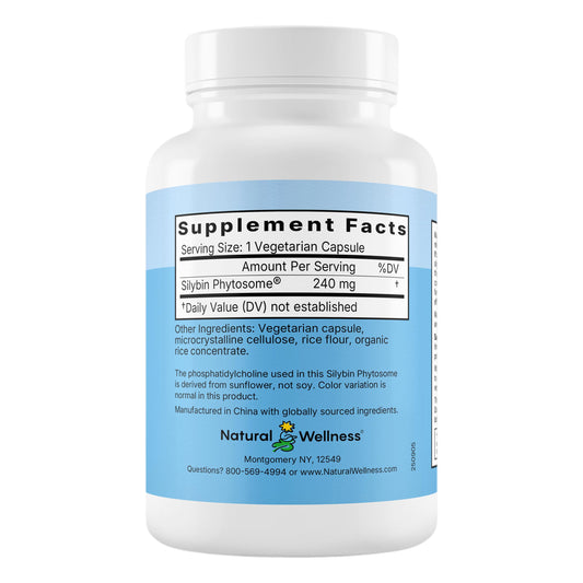 Natural Wellness Maximum Milk Thistle capsules in close-up highlight vegan capsules for plant-based wellness.