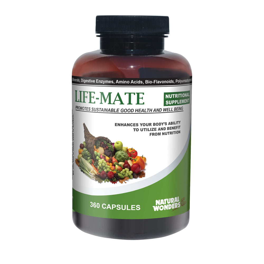 Natural Wonders Life Mate bottle front view highlighting daily energy and immune support.