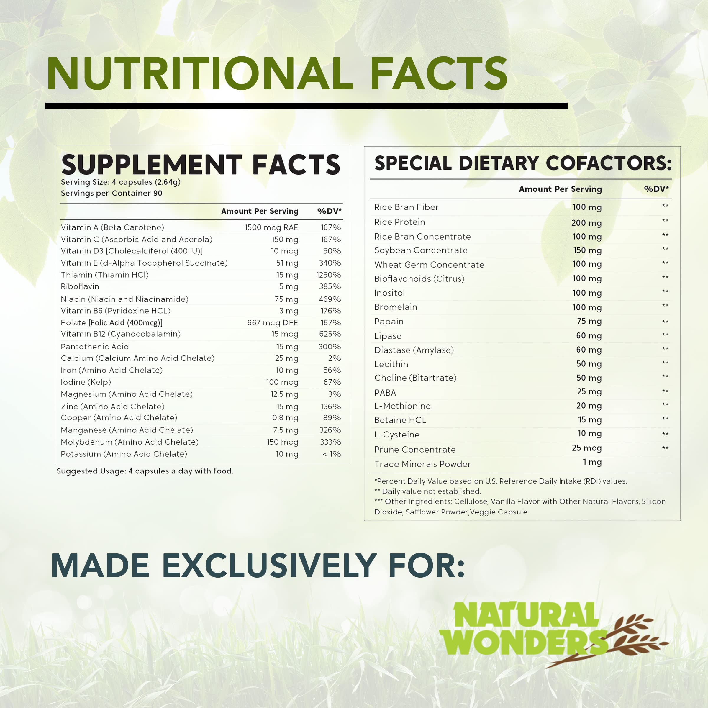 Natural Wonders Life Mate capsules being poured to illustrate convenient daily use.