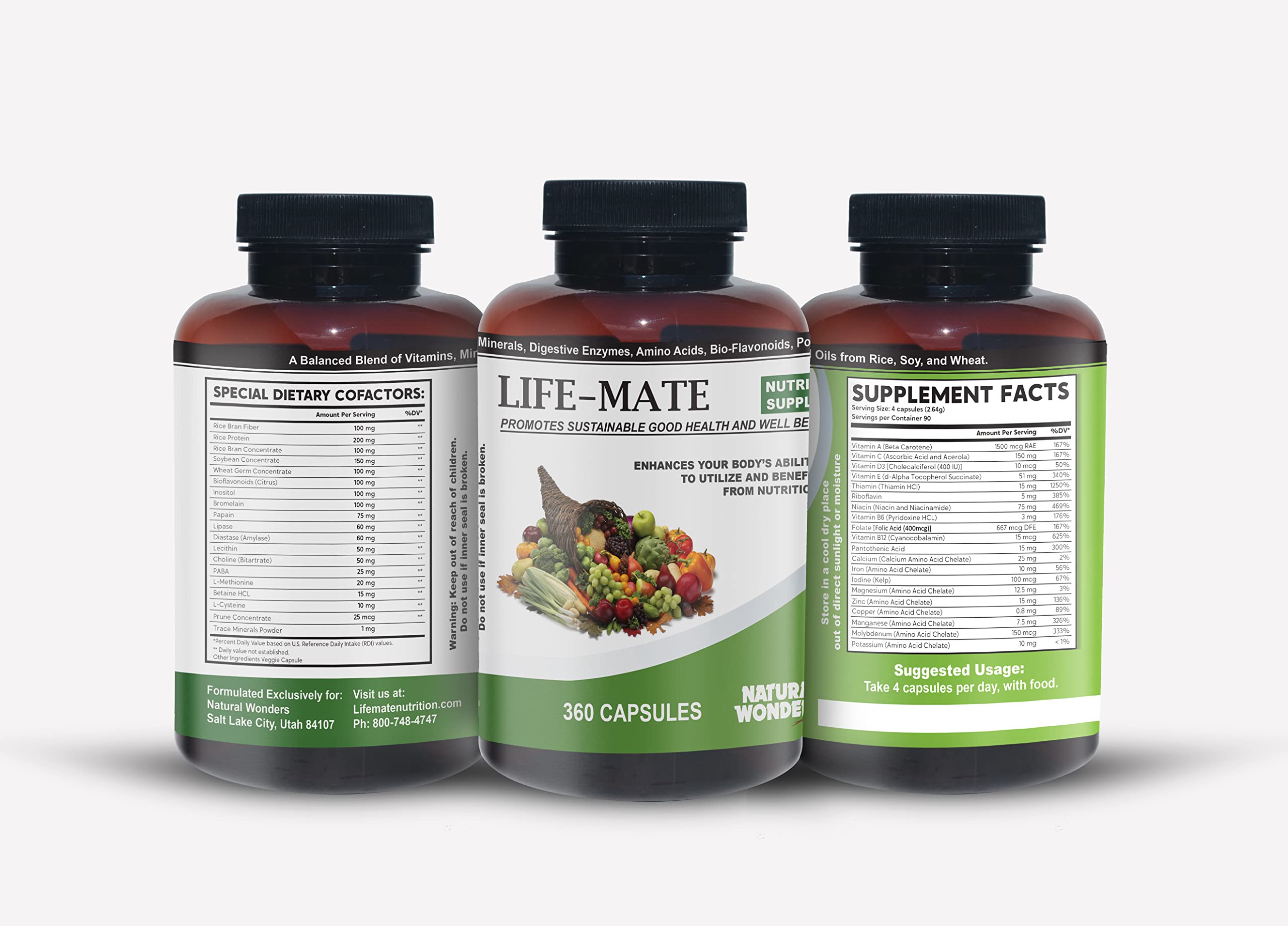 Natural Wonders Life Mate box packaging showing bottle included for on-the-go support.