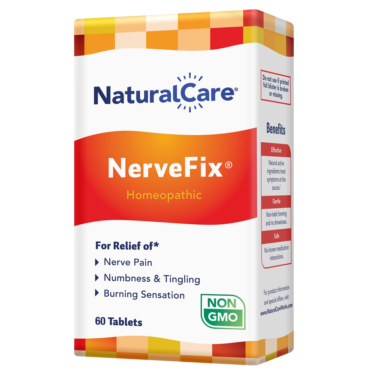 NaturalCare NerveFix bottle with tablets for convenient daily nerve support.