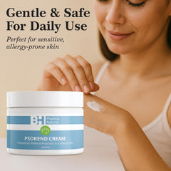 Natural Cream psoriasis relief application hands demonstrates gentle daily use.