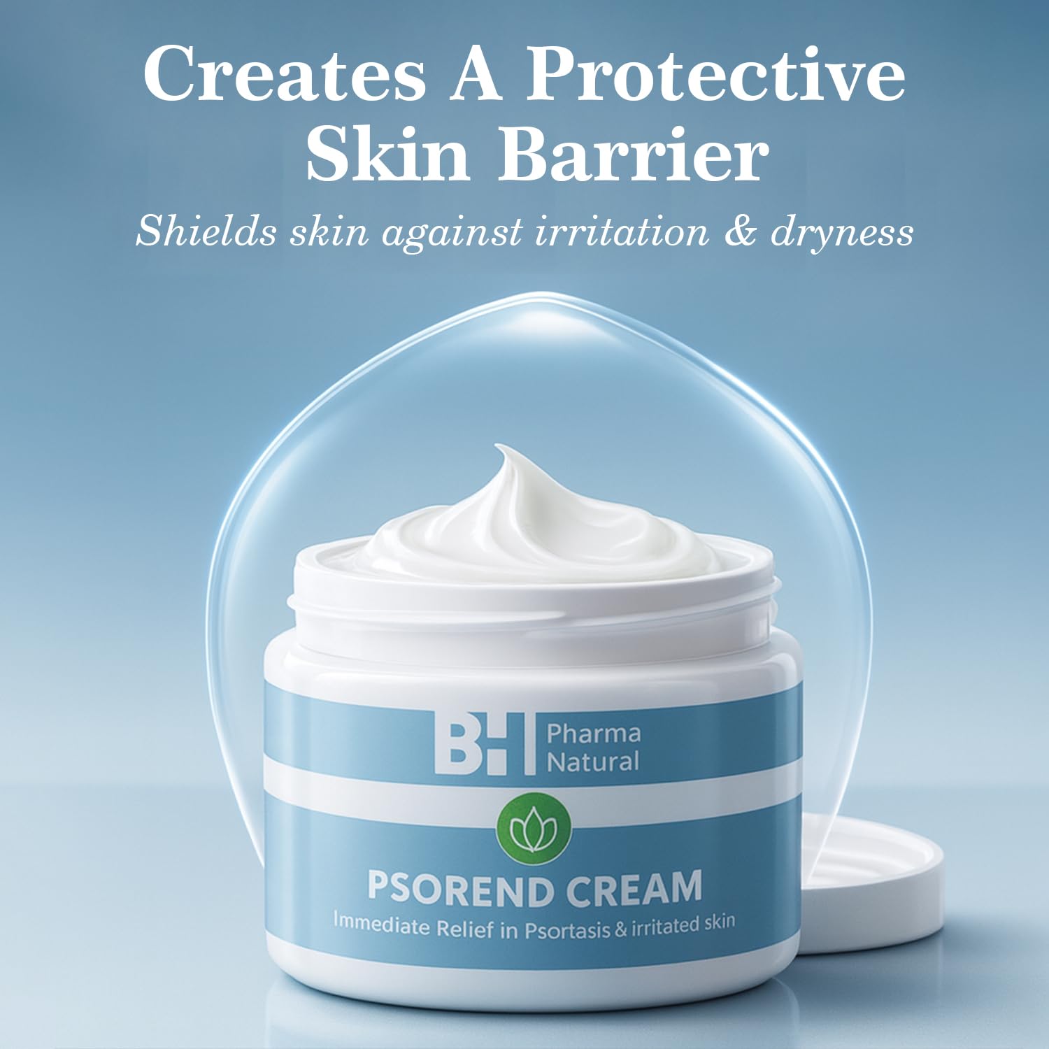 Natural Cream psoriasis relief cream closeup highlights creamy texture and calming feel.