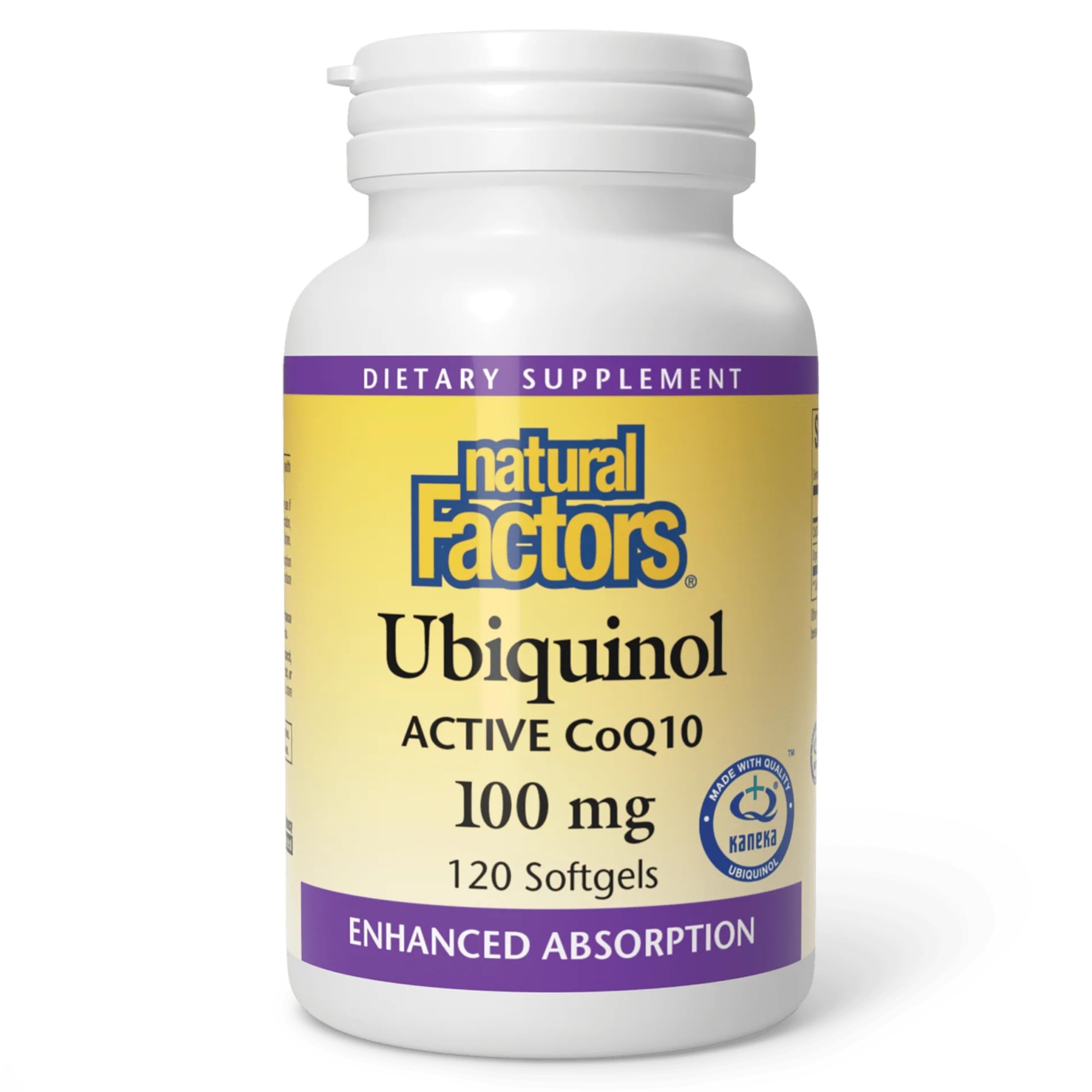 Natural Factors Ubiquinol 100 mg bottle with softgels for daily energy support