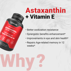 Naturalis Astaxanthin Vitamin E visual noting natural antioxidant boost.