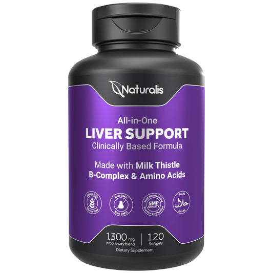 Naturalis Silymarin Milk Thistle bottle label showing herbal liver support and premium packaging