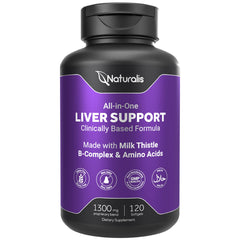 Naturalis Silymarin Milk Thistle bottle label showing herbal liver support and premium packaging