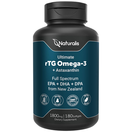 Naturalis Ultimate Omega-3 bottle shows full-spectrum EPA DHA DPA for daily wellness