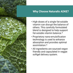 Naturalis ADKE ingredients panel confirms carrageenan-free vegan ingredients.