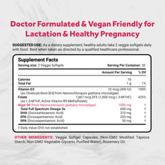 Naturalis Vegan Prenatal softgels close-up showing algae-based DHA EPA DPA