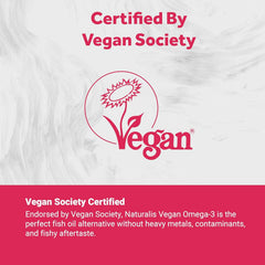 Naturalis Vegan Prenatal Vegan Society certification mark on packaging