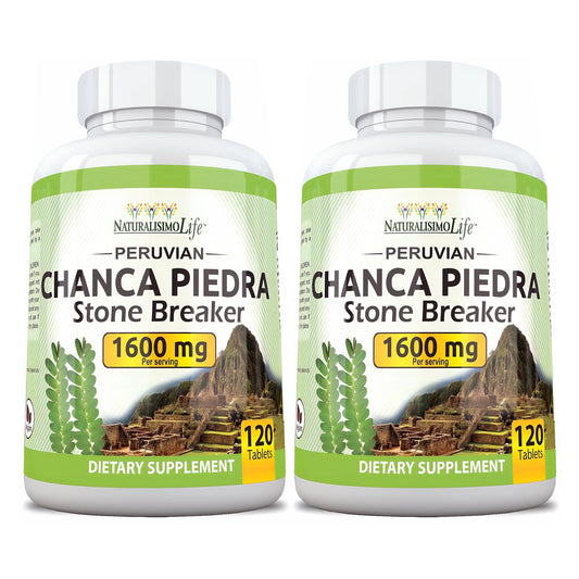 NaturalisimoLife Chanca Piedra 1600mg bottle for daily dosage and convenience.
