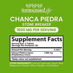 NaturalisimoLife Chanca Piedra tablets close-up for everyday use.