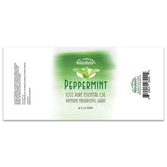 Naturalitana Peppermint Essential Oil bottle closeup, showcasing purity and quality.
