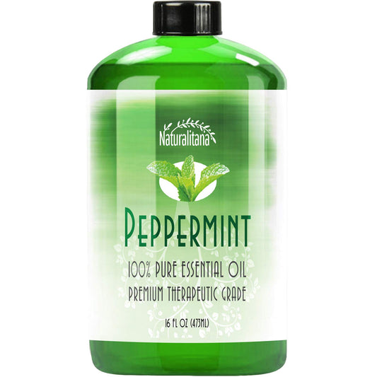 Naturalitana Peppermint Essential Oil drops in diffuser, enhancing a refreshing ambiance.