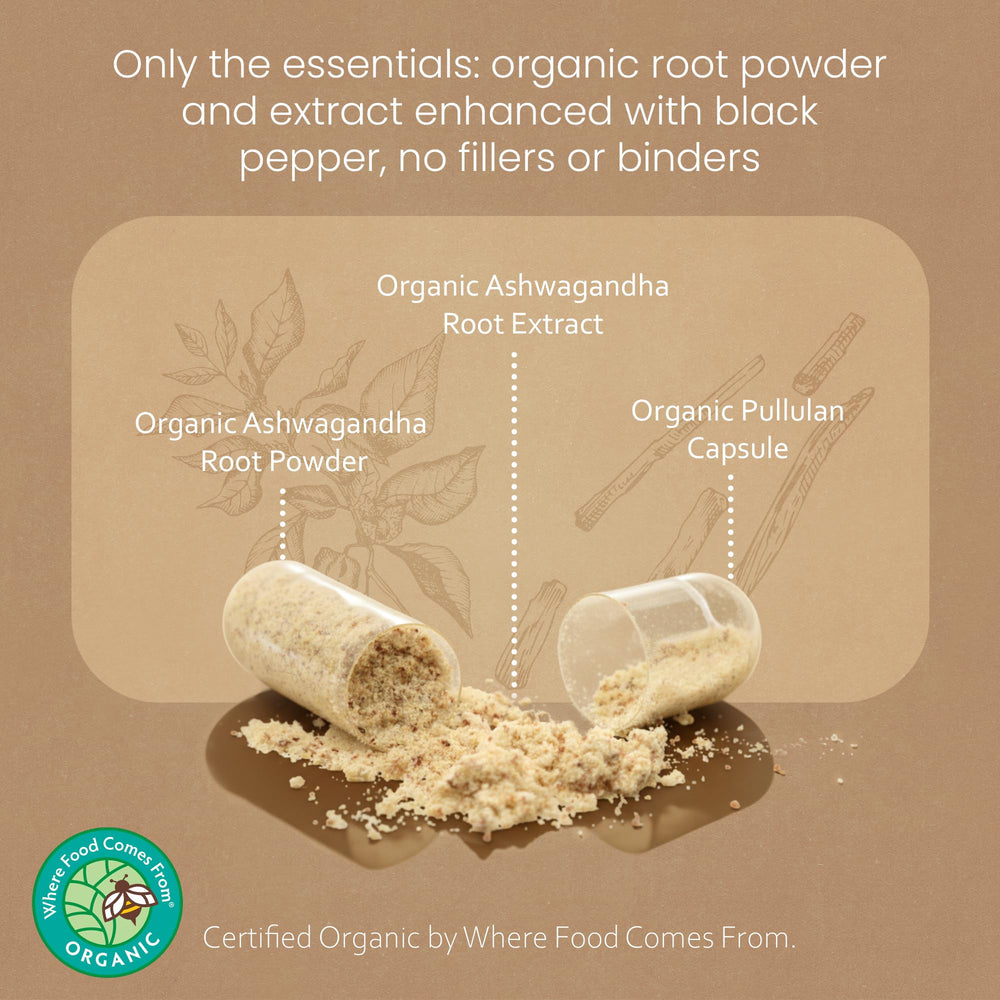 NaturaLife Labs Ashwagandha capsules close-up shows 2100 mg per serving.