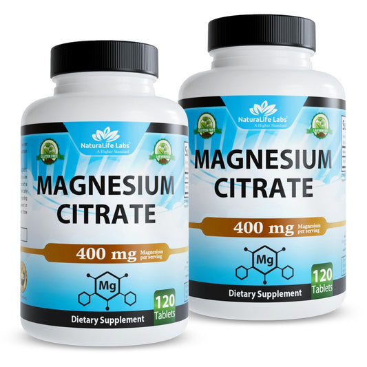 NaturaLife Labs Magnesium Citrate bottle with 120 tablets for daily support.