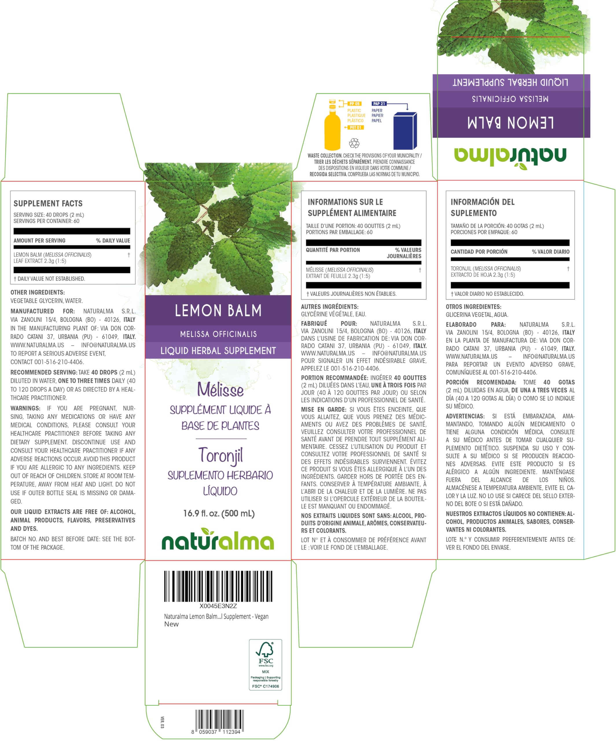 Naturalma lemon balm drops close-up for easy daily dosing