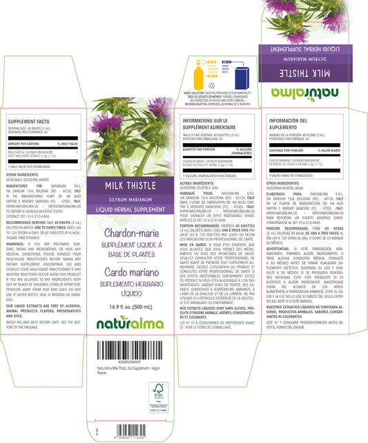 Naturalma Milk Thistle tincture pour bottle shows easy dosing.