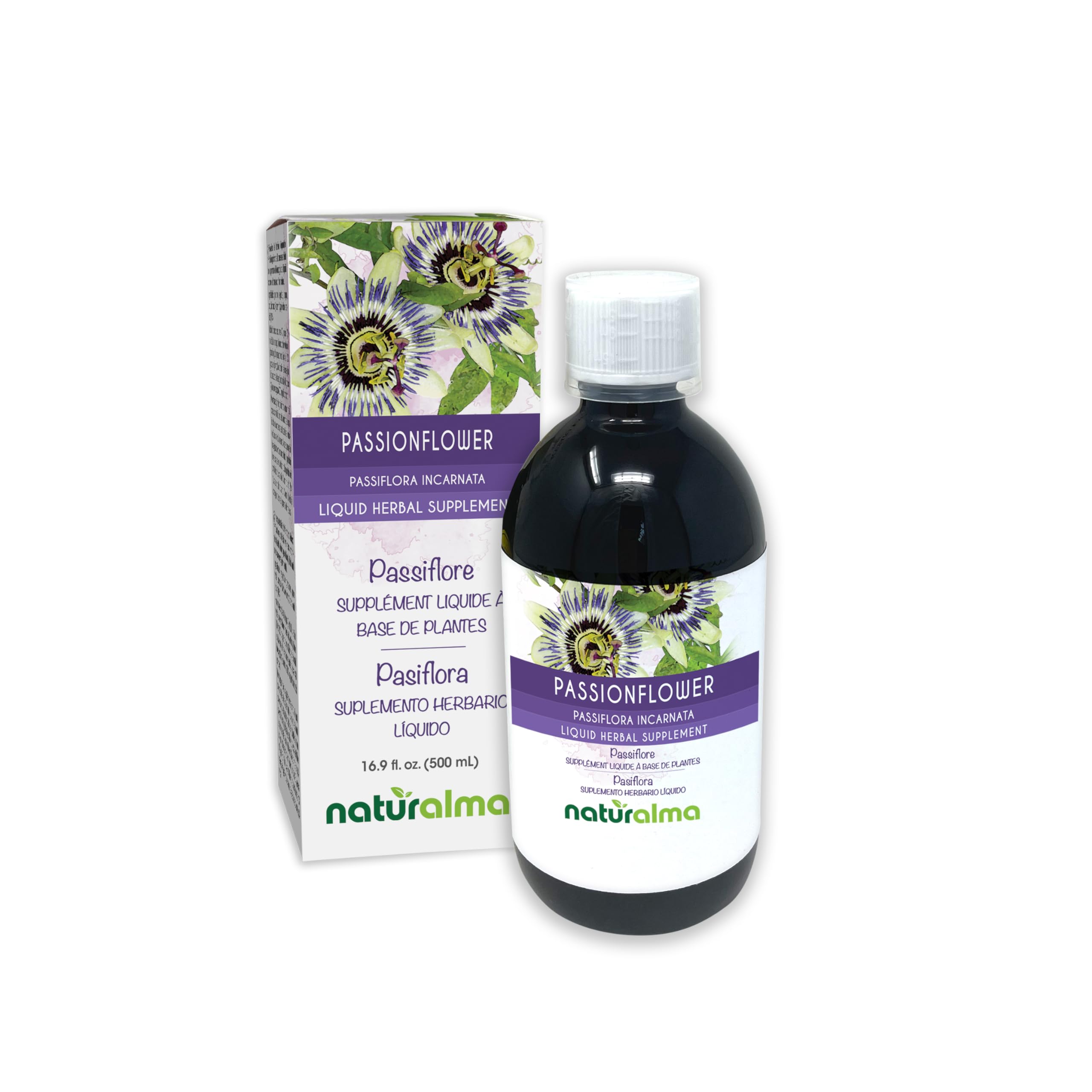 Naturalma Passionflower tincture bottle showing 1:10 extract for natural support.