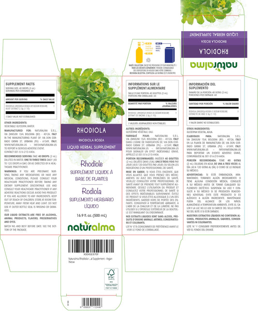 Naturalma Rhodiola rosea root liquid extract dropper usage close-up for easy dosing.