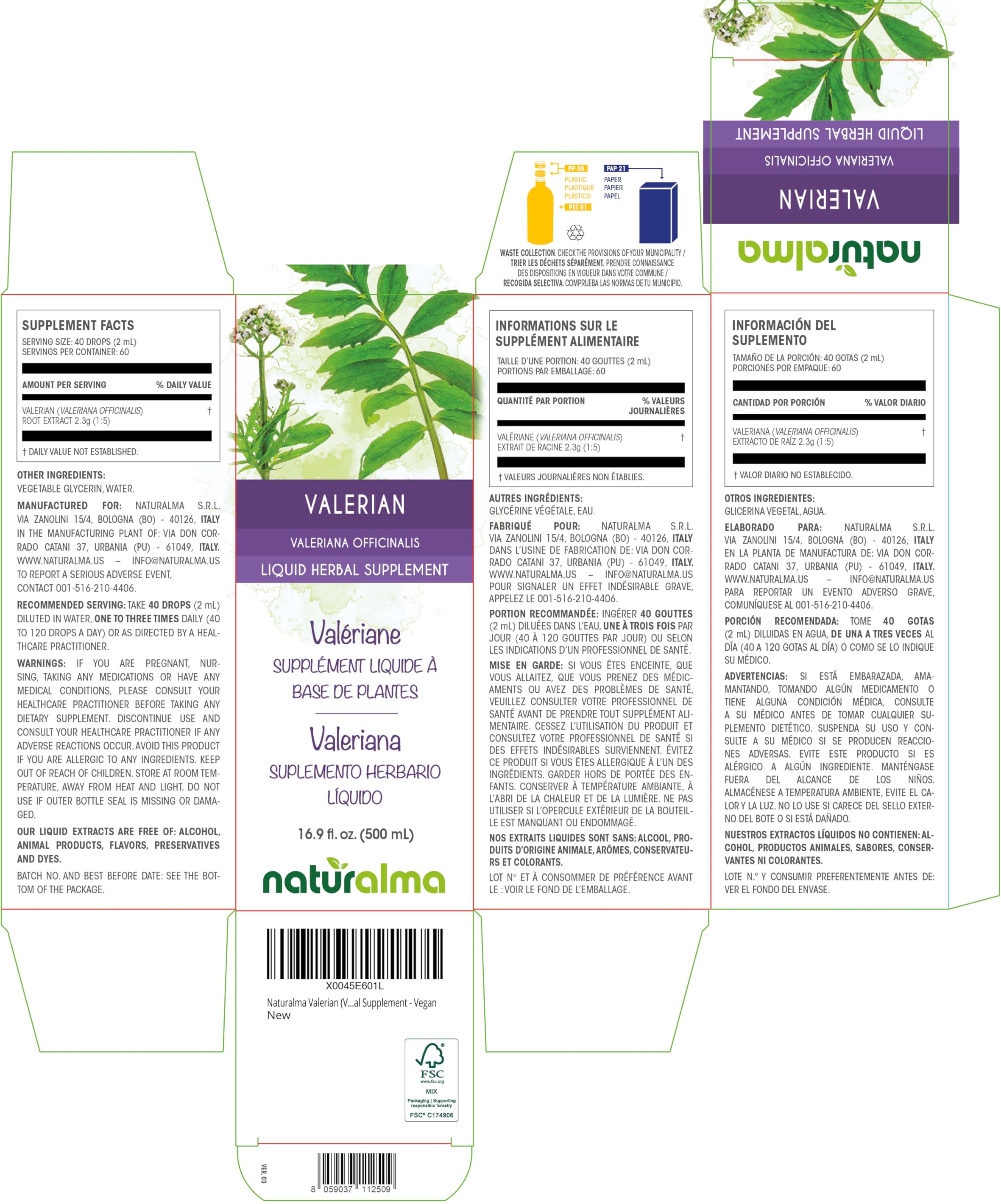 Naturalma valerian drops bottle for a gentle nightly unwind
