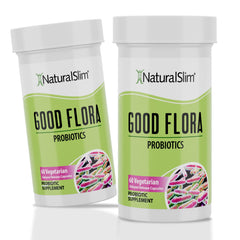 NaturalSlim Good Flora bottle front showing 60 vegetarian capsules for gut support