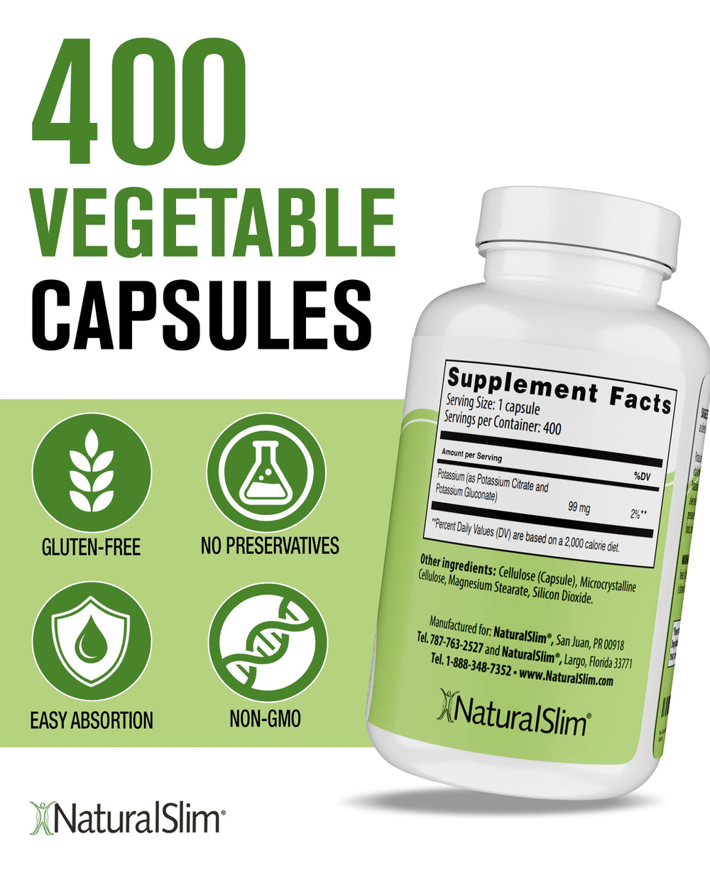 NaturalSlim Kadsorb bottle back label reveals safety seals and clear ingredients.