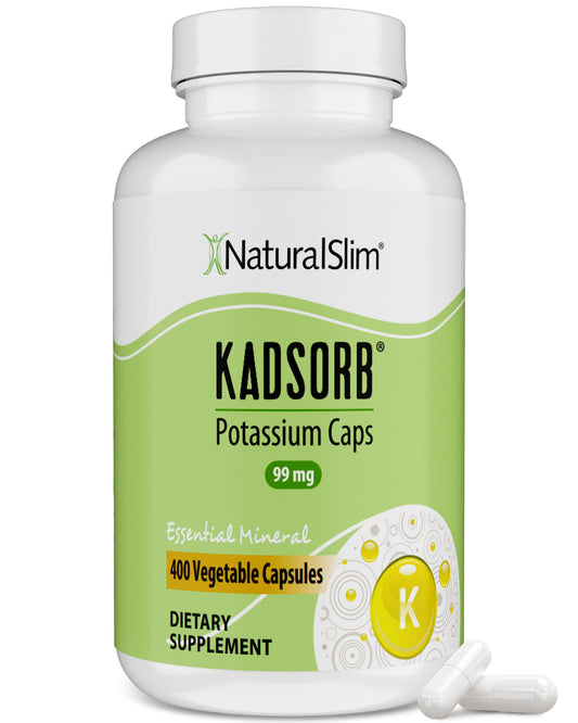 NaturalSlim Kadsorb bottle front highlights easy-to-swallow capsules for daily electrolyte balance.