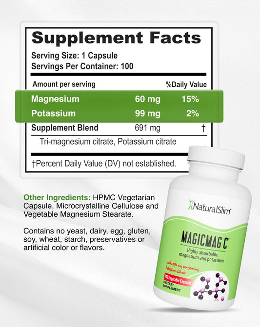 NaturalSlim MagicMag C capsule on a nightstand for improved sleep quality