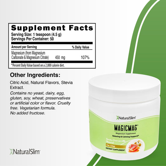 NaturalSlim MagicMag dissolving in water glass showing easy mixing for intake.