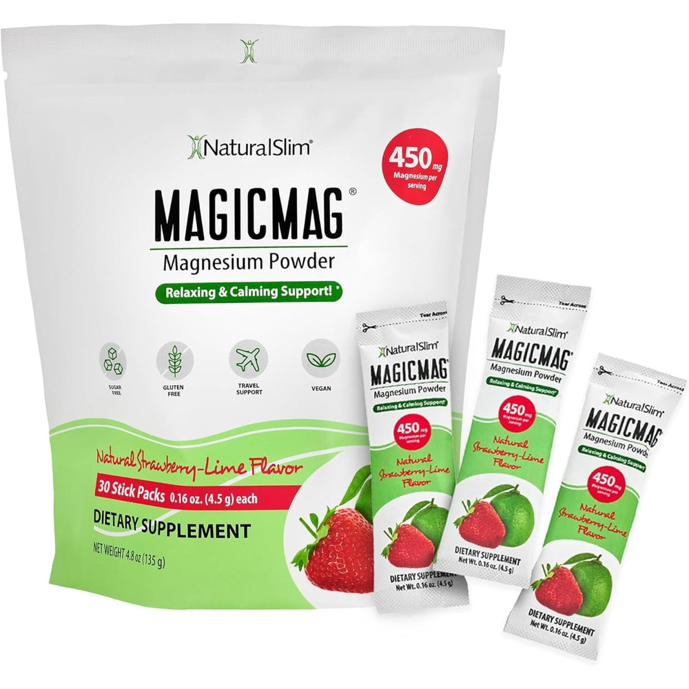 NaturalSlim MagicMag magnesium citrate powder bottle for daily vitality and easy dosing.