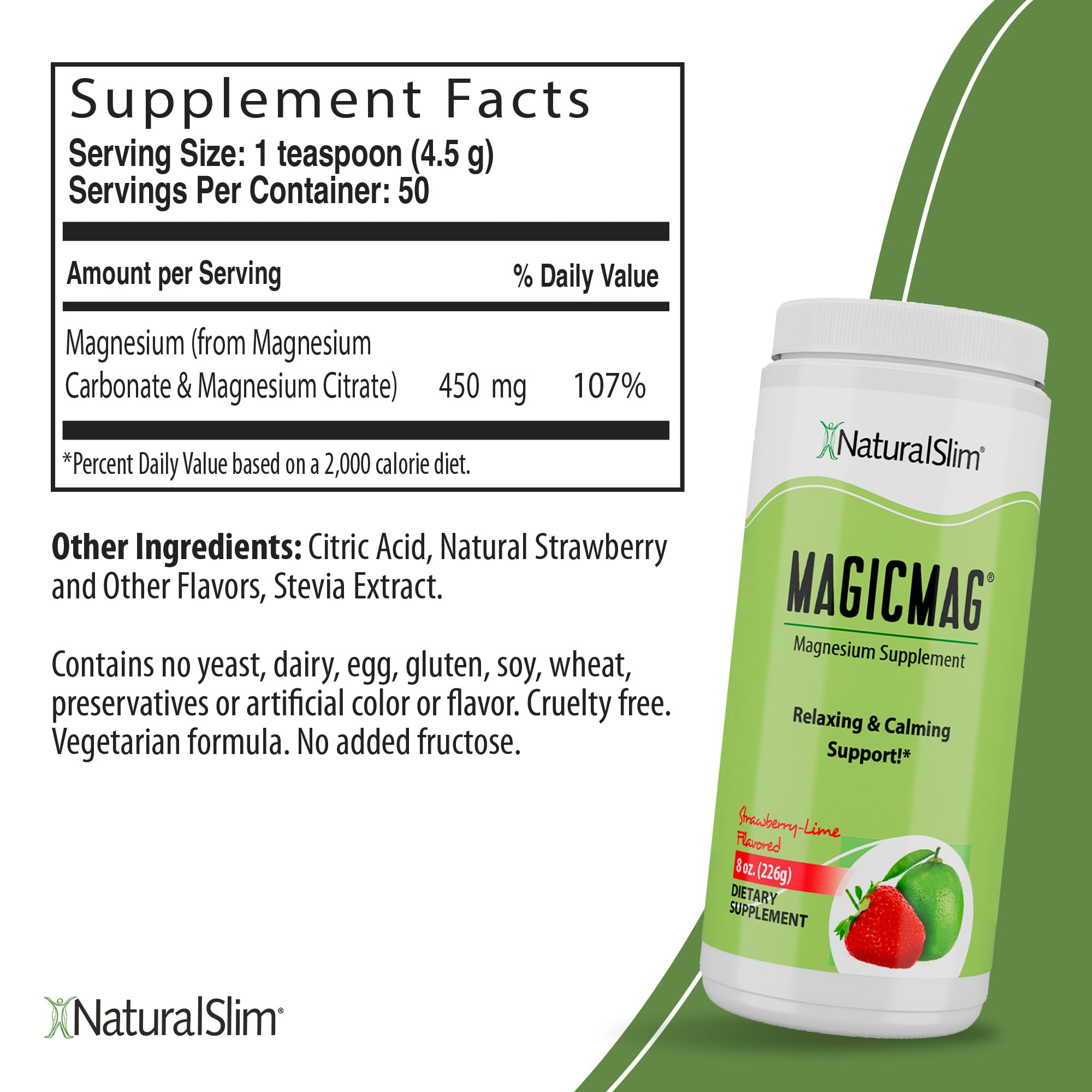 MagicMag shake in glass with strawberry lime flavor for easy supplementation.