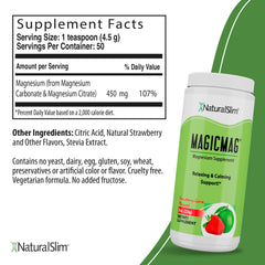 MagicMag shake in glass with strawberry lime flavor for easy supplementation.
