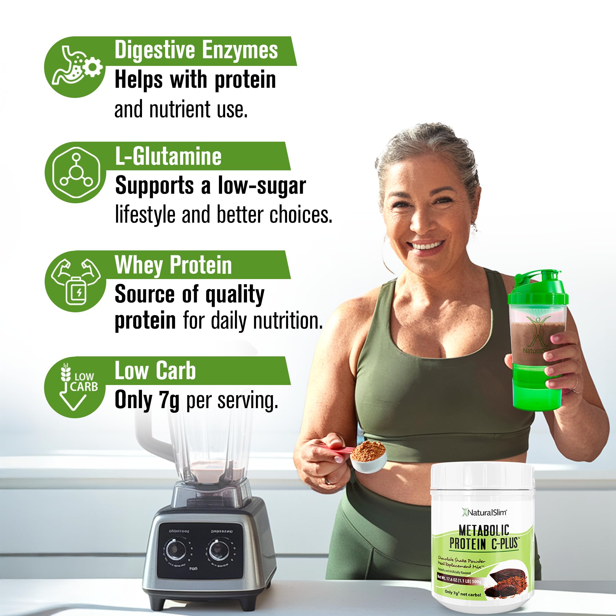 NaturalSlim Metabolic Protein C-Plus chocolate in a glass with creamy texture ready to sip.