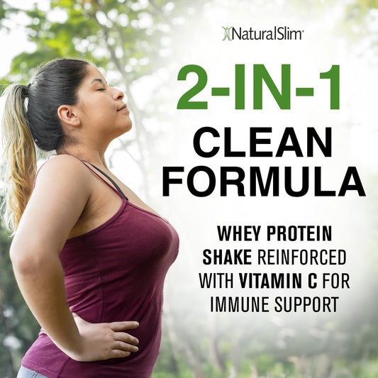 NaturalSlim Metabolic Protein C-Plus strawberry shake glass showing creamy texture