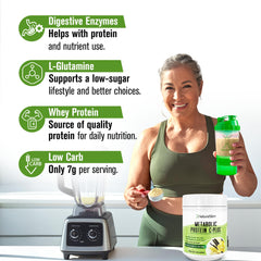 Naturalslim Metabolic Protein C-Plus vanilla ingredients list emphasizes vitamin C and enzymes.